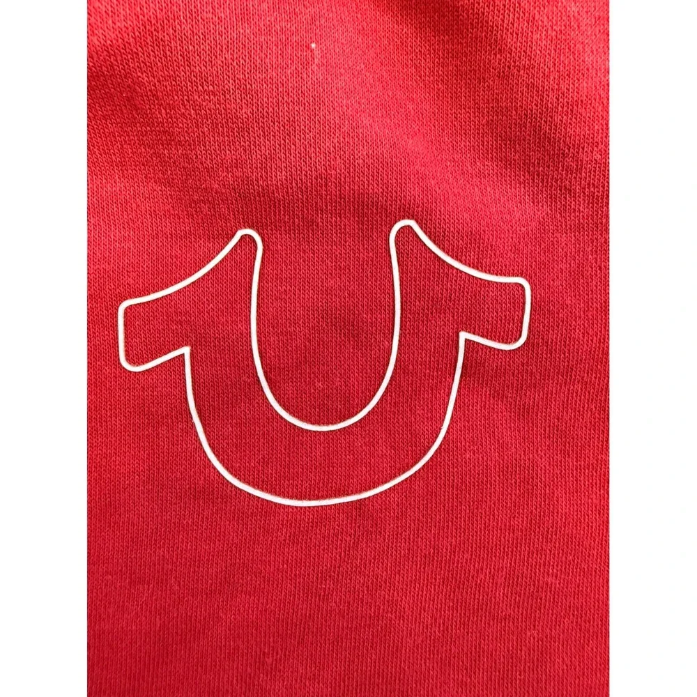 True Religion Mens Red Track Jacket Logo Tape Sleeves Full Zip Sweatshirt Large